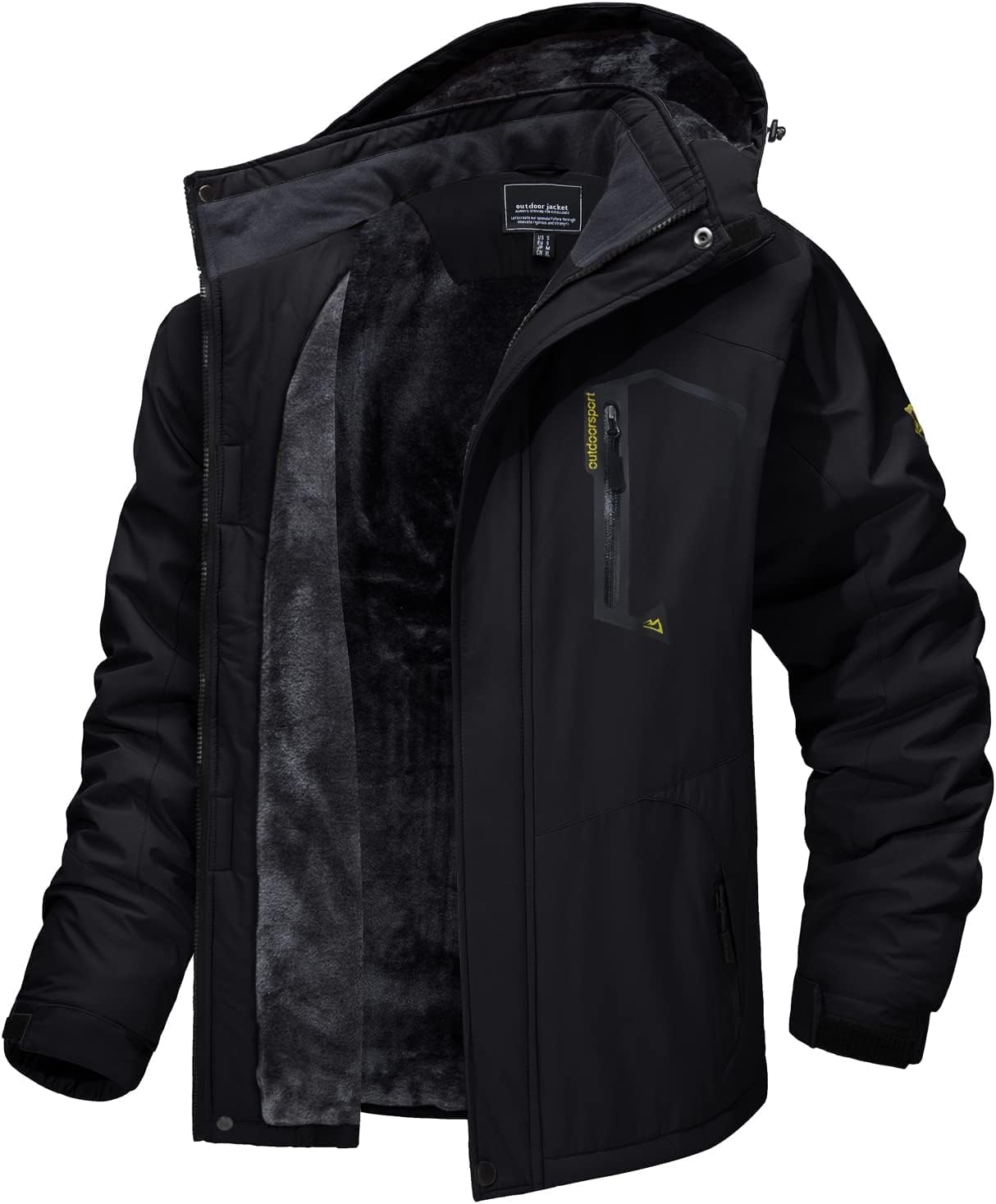 MAGCOMSEN Chaqueta impermeable para hombre Chaqueta de esquí cálida de forro polar a prueba de viento Multibolsillos