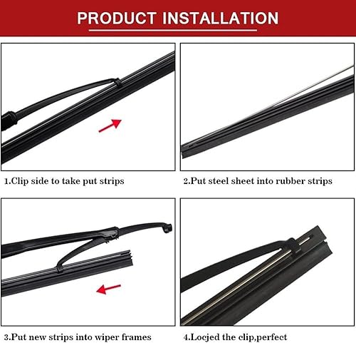 Miniatura 5 de 2 piezas de repuesto para limpiaparabrisas de automóvil, tira de goma natural NR de 0.236 in (repuesto) 14, 16, 17, 18, 19, 20, 21, 22, 24, 26 y 28