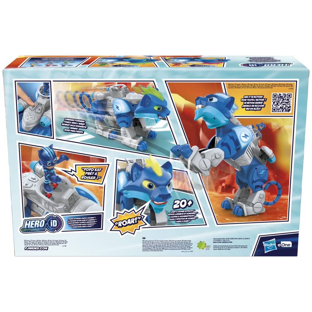PJ Masks Animal Power Charge and Roar, Power Cat Kleinkindspielzeug, motorisiertes Spielzeug mit über 20 Lichtern und Geräuschen, ab 3 Jahren (French Version)