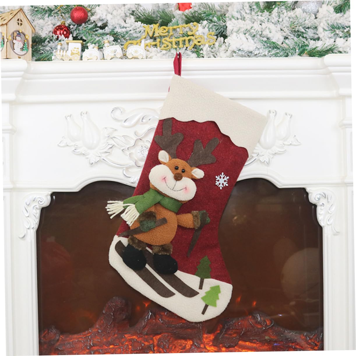 TOPBATHY 3stücke Weihnachtsstrümpfe mit Weihnachtsgeschenksocken Weihnachtsgeschenktüten Weihnachtssüßigkeitenstrümpfe und Weihnachtsgeschenksockentüte als Dekoration für Zufälliger Stil