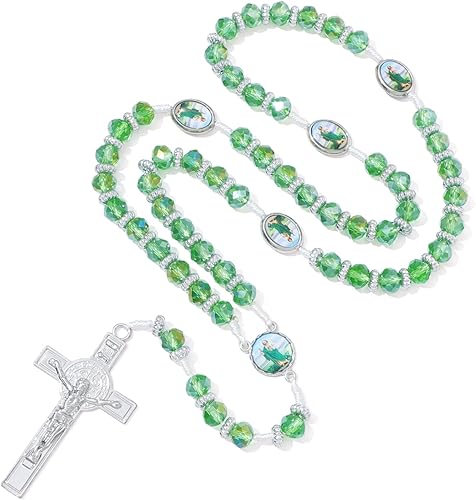 Miniatura 2 de KOMI Rosario de cuentas católicas para mujer, rosario de acero inoxidable, rosario con aroma de rosa, collar de rosario de cristales, regalos