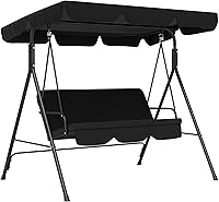 Vista 13 de Outsunny Silla columpio de 3 asientos para patio al aire libre con cojín extraíble, soporte de marco de acero y toldo inclinable ajustable