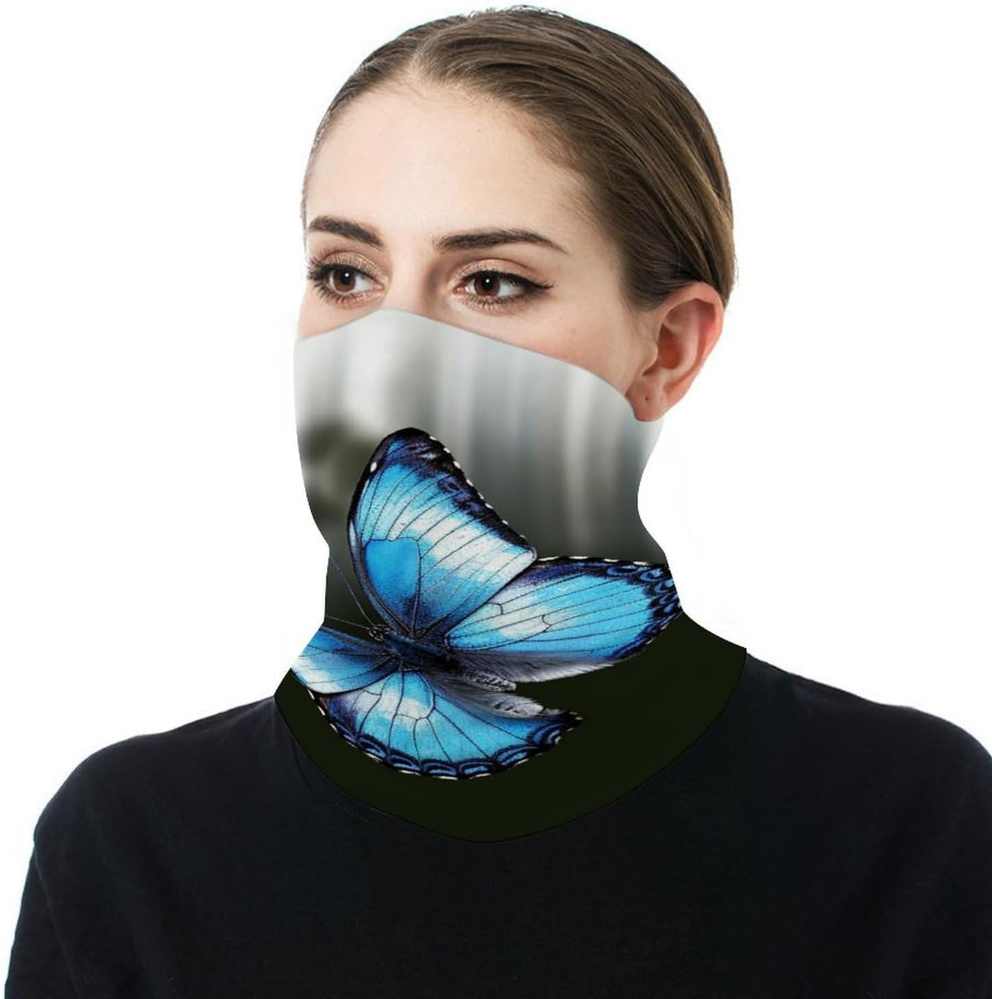 Blue Buteerfly Winter Neck Gaiter Windproof Face Cover Scarf Stylish Warmer Bandana Cloth Soft Face Mask for Men Women Sun Cooling Scarf for Skiing Hiking Cycling