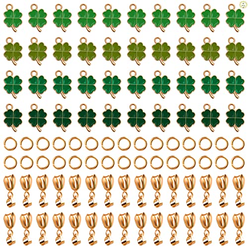Boisbresil 130PCS Breloque pour Bijoux, Pendentif pour Création, Pendentif Trèfle avec Anneaux de Saut et Fermoirs pour Bijoux pour Boucles d'oreilles, Collier, Bracelet, Bricolage Cover