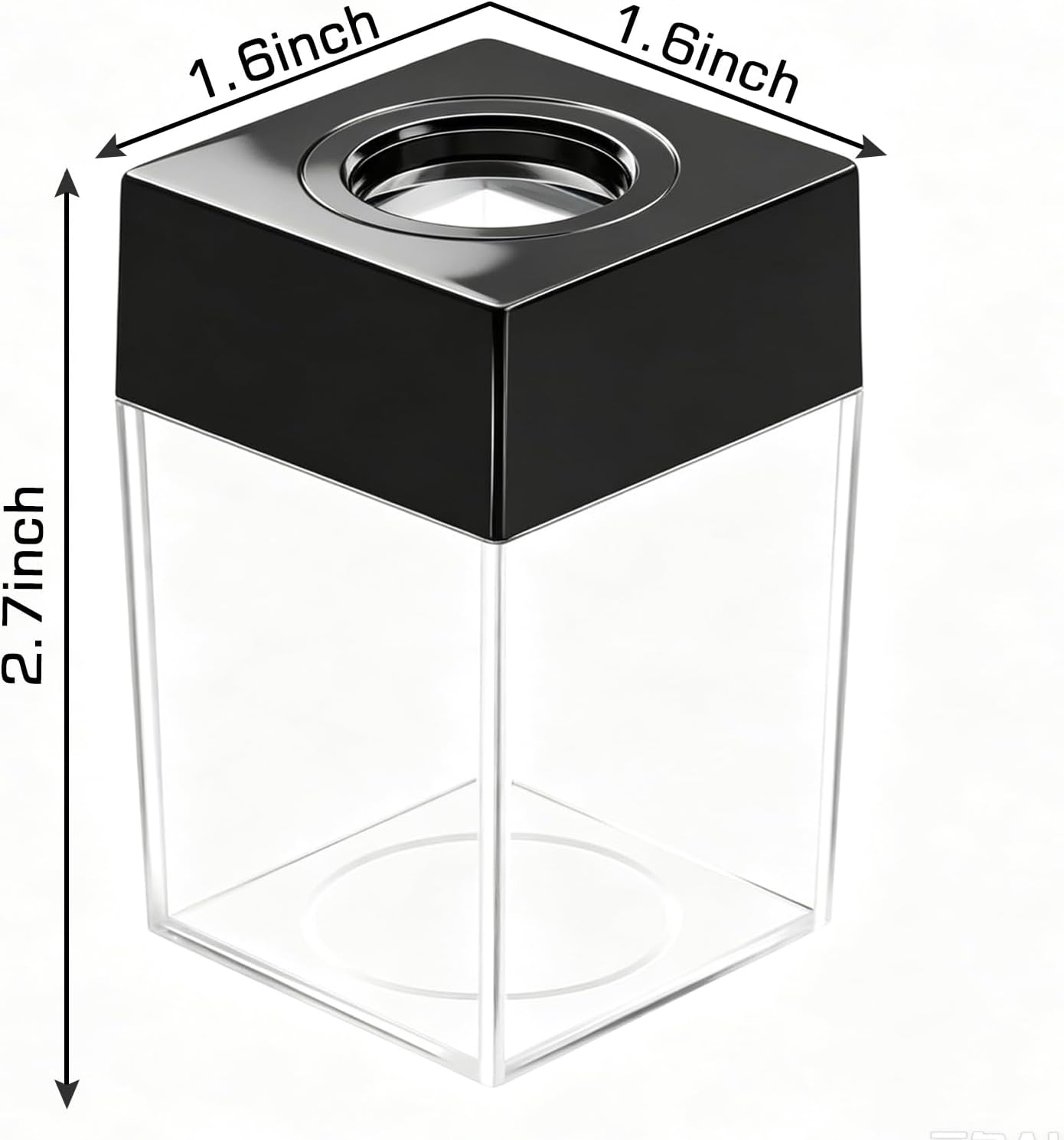 Magnetic Paper Clip Holder Dispenser, 4 Pack Clear Paperclips Storage Container with Magnetic Top, Desktop Paper Clip Organizer for Office School Home Desk Supplies, Black