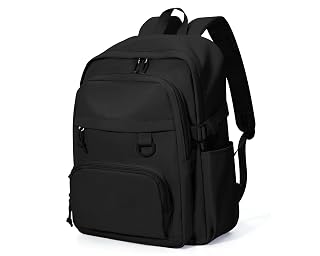 Black Lightweight Backpack for College & High School Backpack With Lots of Pockets Cute School Bag for Girls Boys, Large Capacity Bookbag for Women Men, Waterproof Teens Casual Daypack Backpack - Amazon product rated Grade A