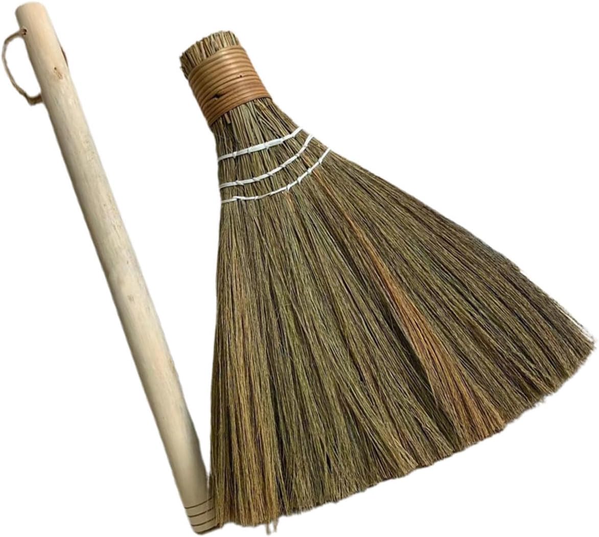 SUPVOX Hand Woven Desktop Small Broom with Removable 74cm Handle, Manual Short Handle Broom for Tabletop Cleaning and House Dust Removal