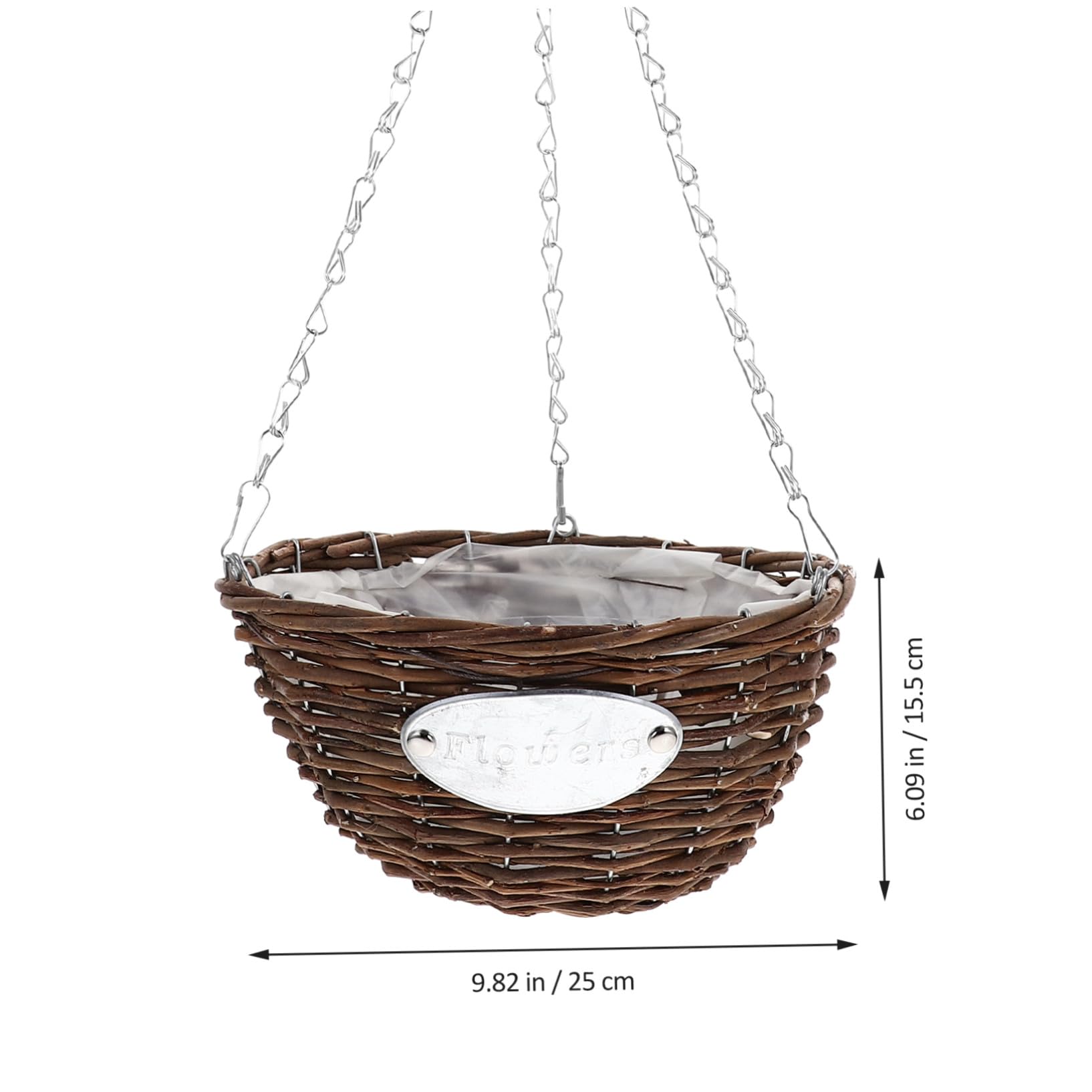 Set 2 Fioriere Sospese in Metallo e Rattan, Vasi Appesi 25 CM per Giardino e Patio, Cesti Medi per Piante da Balcone e Interni