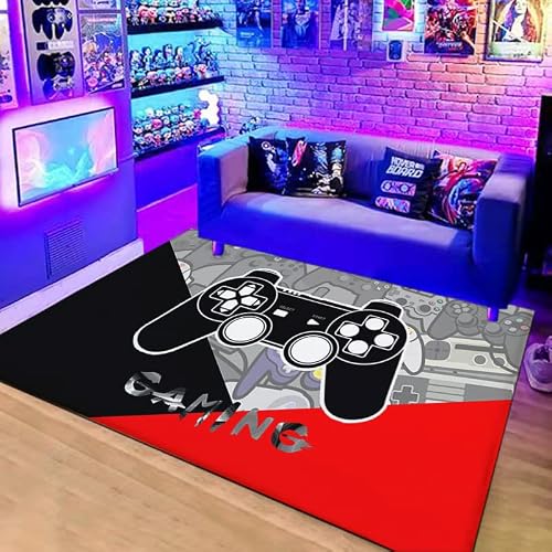 Rui＆Tong 3D Gamer Carpet Decor Large Game Area Rugs Game Printed Living Room Mat Bedroom Controller Player Boys Gifts Home Non-Slip Crystal Floor Polyester Mat 20X31 Inches #TOP22