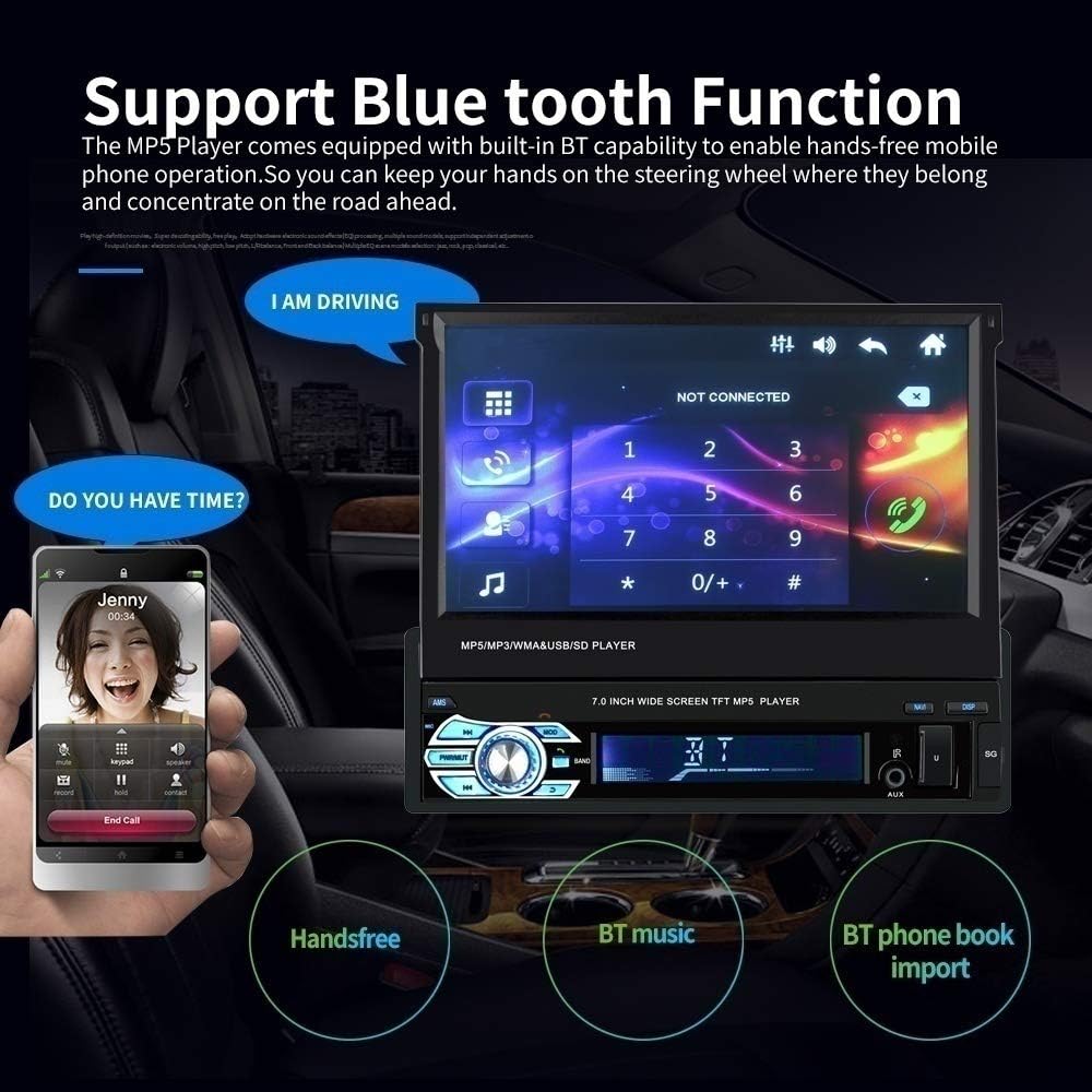 Bluetooth hands-free calling interface on the car stereo screen