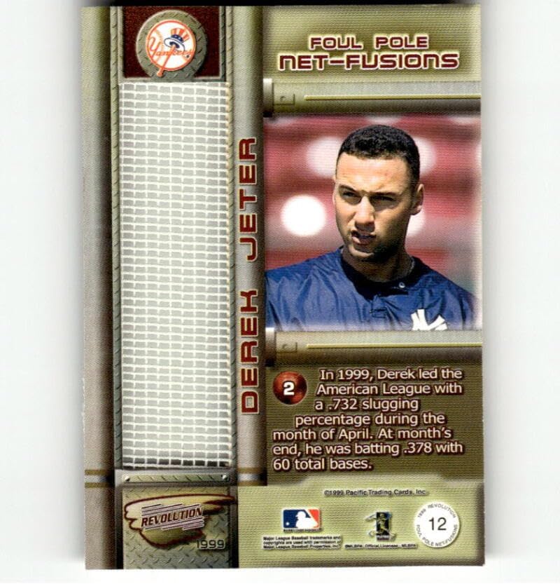 1999 Pacific Revolution Foul Pole Net-Fusions #12 Derek Jeter New York Yankees MLB Baseball Trading Card
