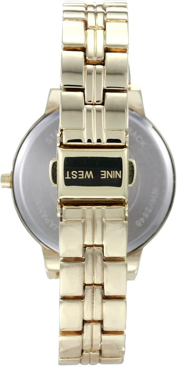 Nine West Women's Genuine Crystal Accented Floral Dial Bracelet Watch