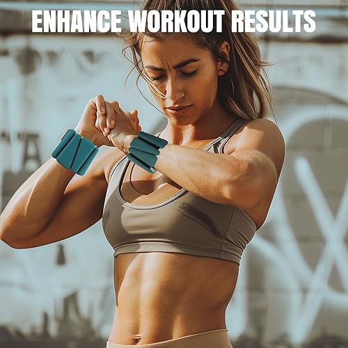 Miniatura 9 de Inspack Paquete de 2 pesas ajustables para muñeca y tobillo para mujeres y hombres, par de 24 libras (12 libra cada uno), correas de tobillo de