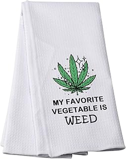 PWHAOO Weed Lover Kitchen Decor My Favorite Vegetable is Weed Kitchen Towel Weed Leaf Hostess Gift (Vegetable is Weed T)