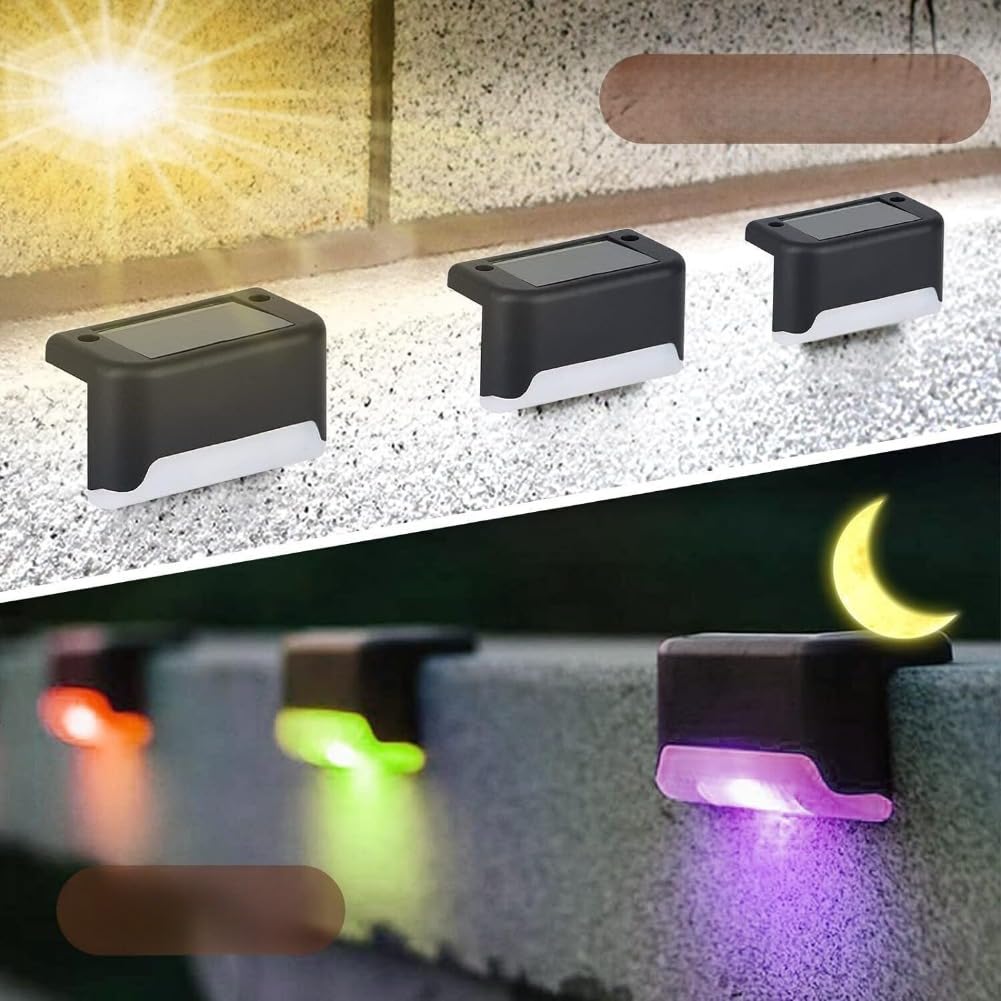 EBILUN Solar Deck Lights Outdoor 4-32 Pack, Solar Step Lights Waterproof LED Solar Powered Outdoor Lights for Deck Stair Fence Railing Wall Garden Backyard (4 PCS)