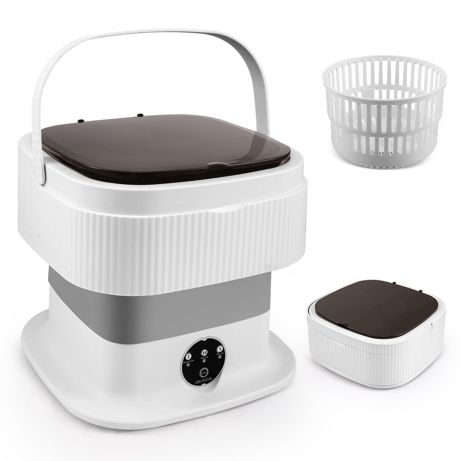 Portable Washing Machine,11L Upgraded Mini Washing Machine,3 Washing Modes with Spin Basket,Deep Cleans Small Items,Foldable Design Suitable for Dormitories,Apartments,Homes, and Camping (Gray)