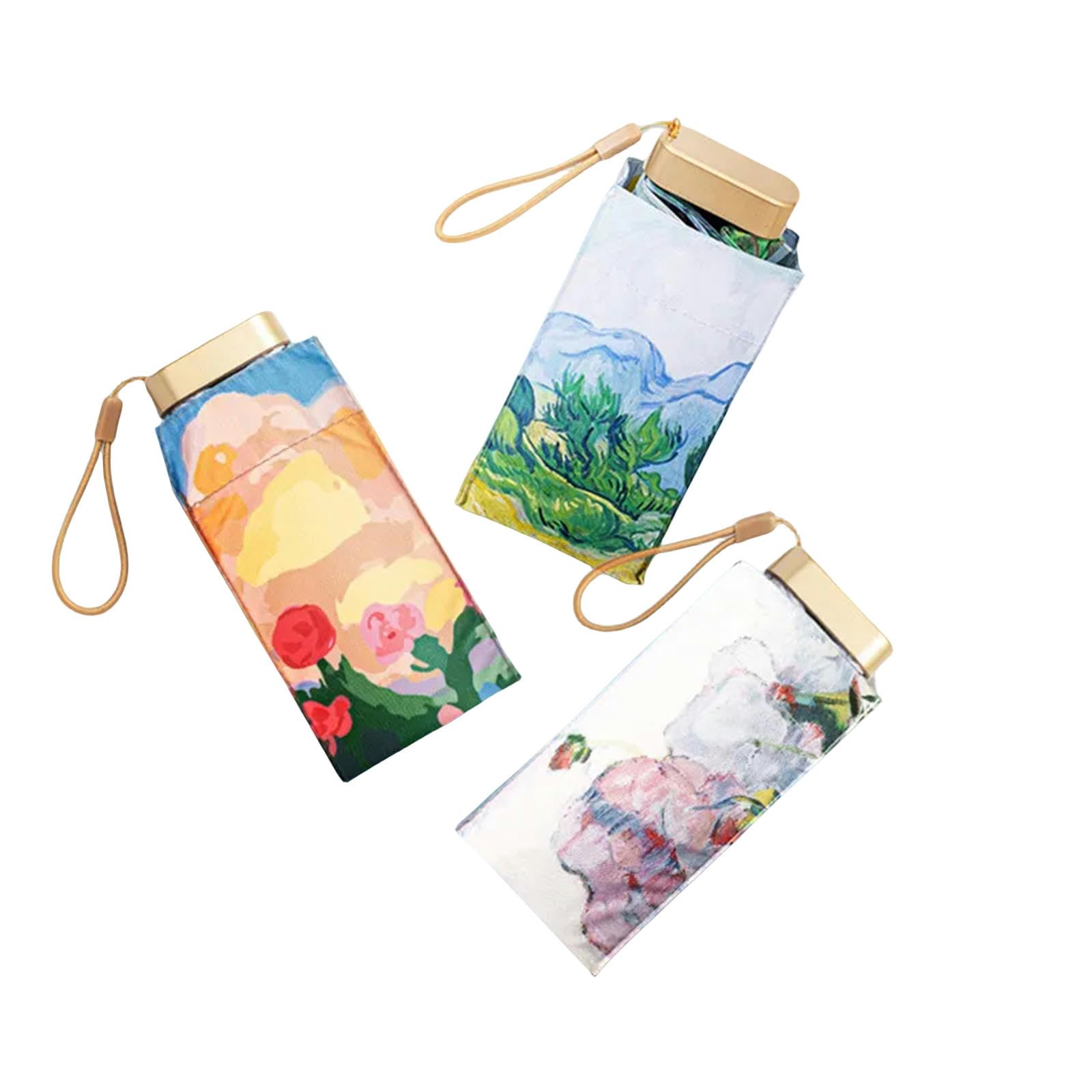 MdybF Ombrello Mini Ombrello Manuale Ombrello Di Pittura Ad Olio Di Rosa Con Fiori Multicolori Da Viaggio-B