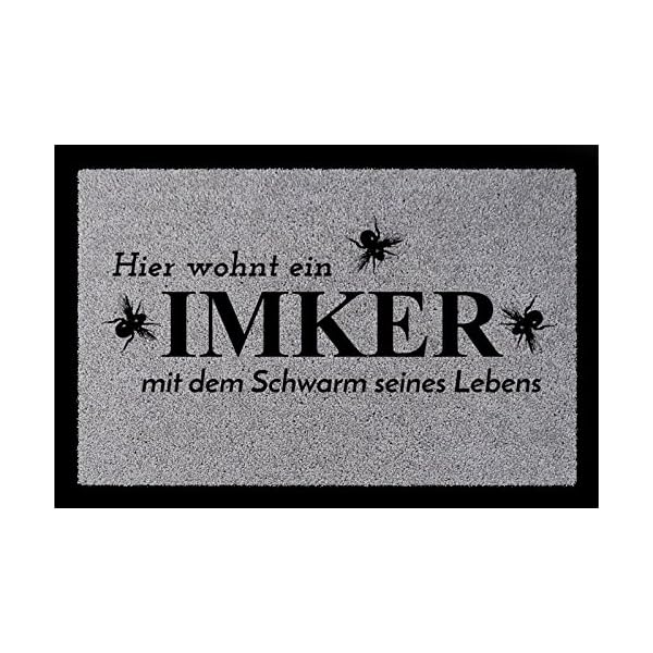 Interluxe FUSSMATTE TÃ¼rmatte Hier WOHNT EIN IMKER Hobby Bienen Beruf Geschenk Honig Spruch Hellgrau