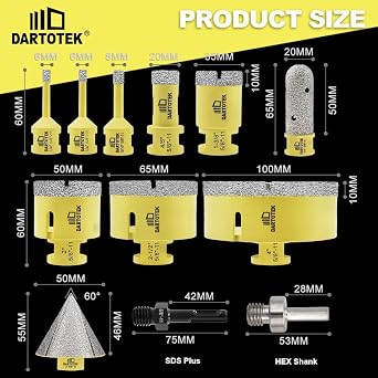 4pcs Oscillating Multi Tool Hook Knife Blade and Diamond Core Drill Bits Set 12PCS