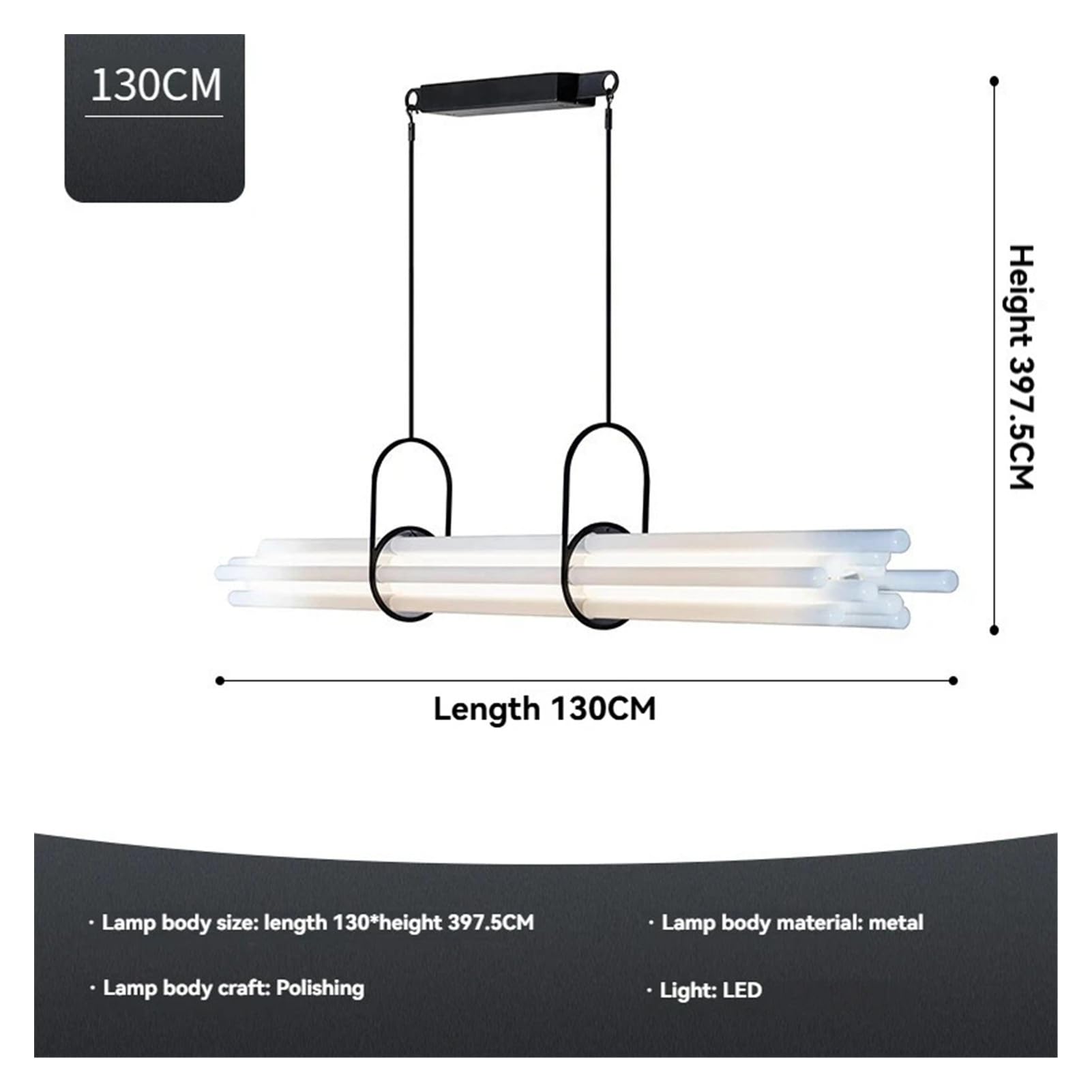 Generico Lampadario moderno, Sala da pranzo moderna luci a sospensione lunghe cucina soggiorno Lampadari a in acrilico dal design nordico di lusso a strisce decorazione della stanza(L130xH11CM,Warm)