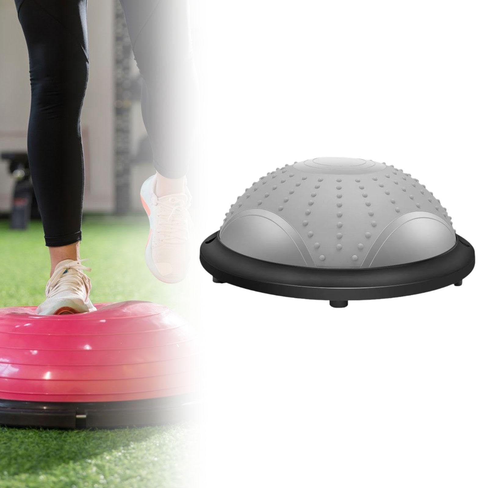 Balance Ball Semicerchio Pilates Fitness Ball Dispositivo di Allenamento con Materiale in PVC E PP Antiscivolo per Un Uso Versatile a Casa, Grigio
