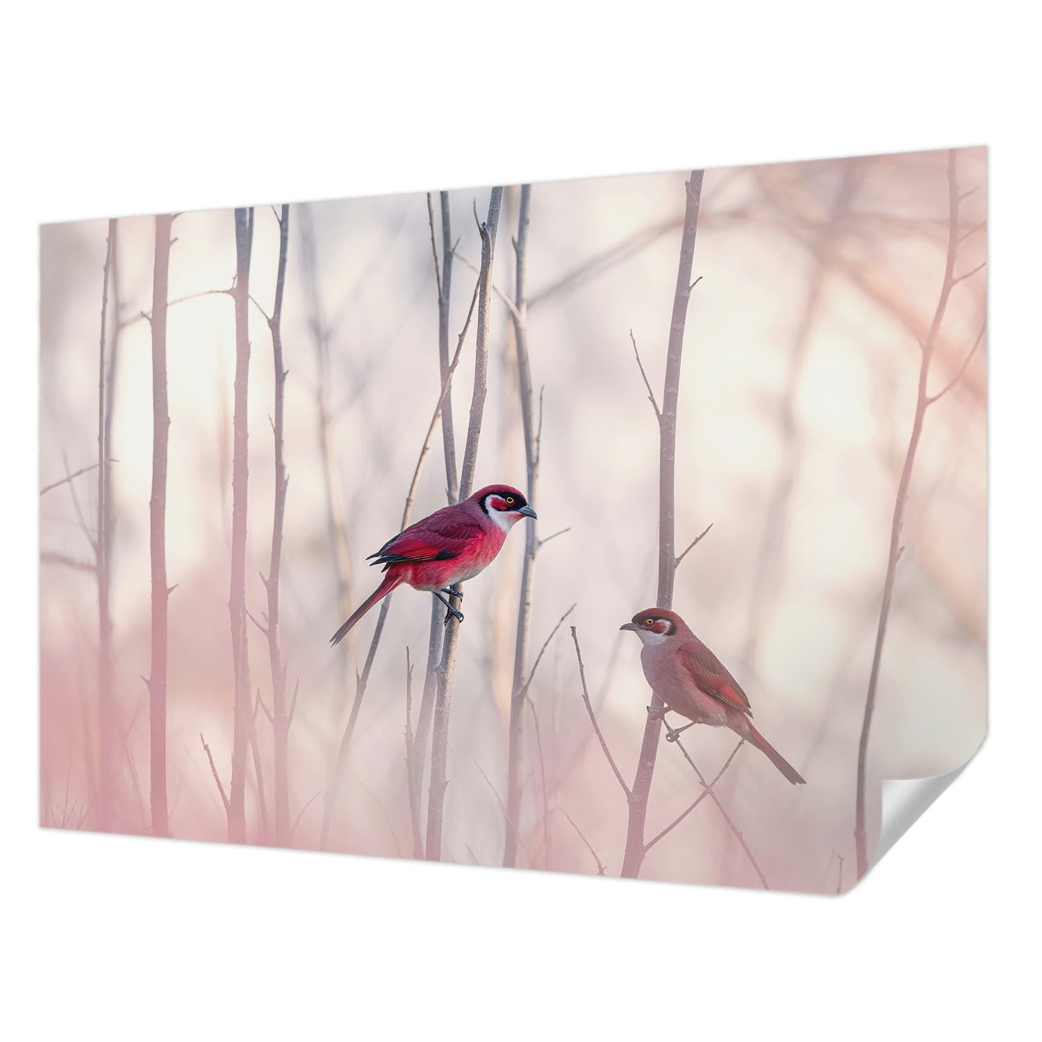 Papier Peint Auto-Adhésif pour Chambre et Salon Ambiance Couple d'Oiseaux