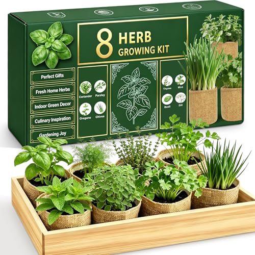 Product Image of the Indoor Herb Garden Kit, Culinary Herb Starter Kit with Seeds & Tools for Beginners, Kitchen Decor, House Warming Gifts for New Home, for Christmas, Ultimate Birthday Gifts for Women Men Mom Dad