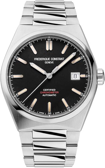 Mens Swiss Automatic Highlife COSC Silver-Tone Stainless Steel Watch with Bracelet and Additional Black Nubuck Leather Strap, Style FC-303BBG3NH6B