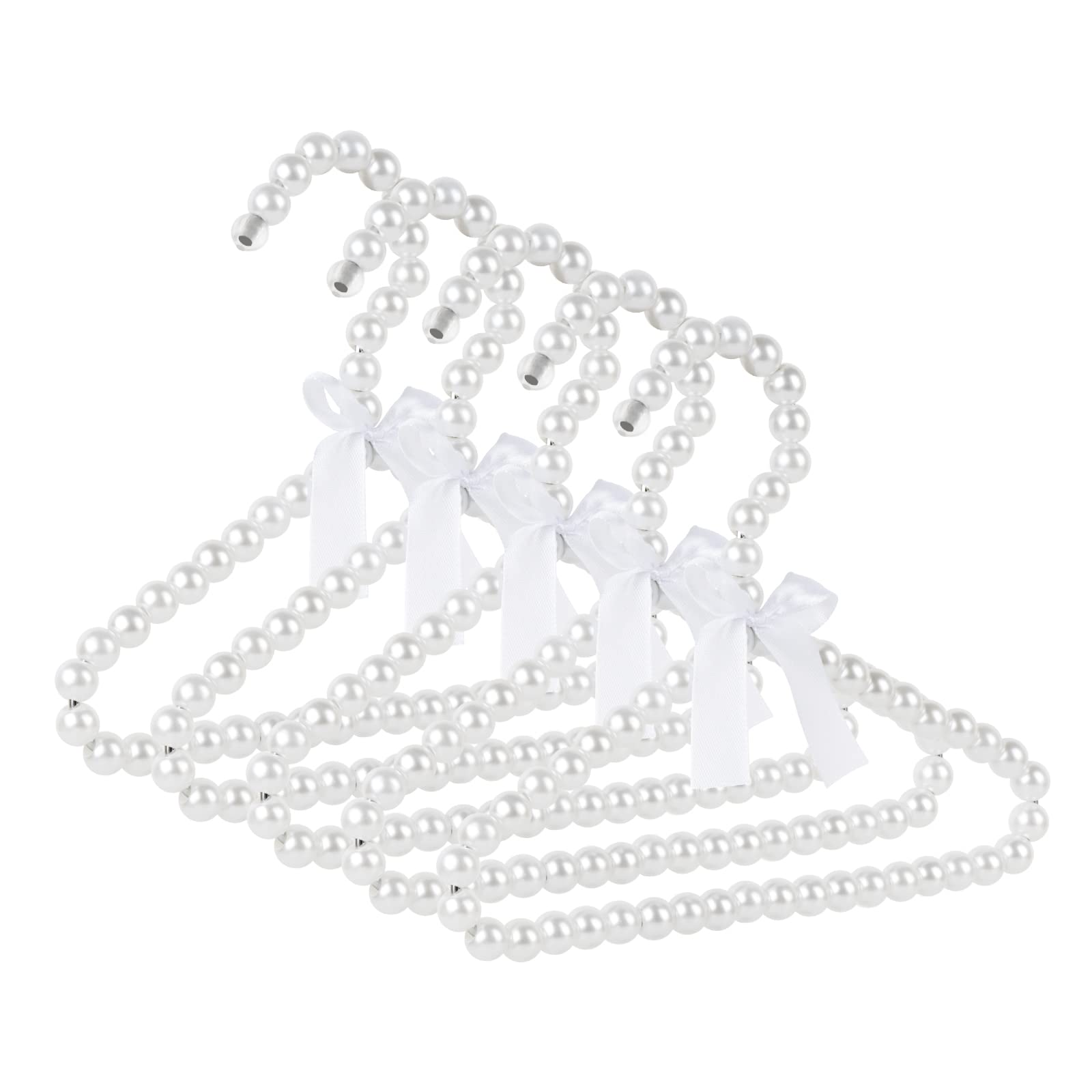 Adorila White 5-Pack Pearl Hangers Children's, Miniature Clothes Hangers,