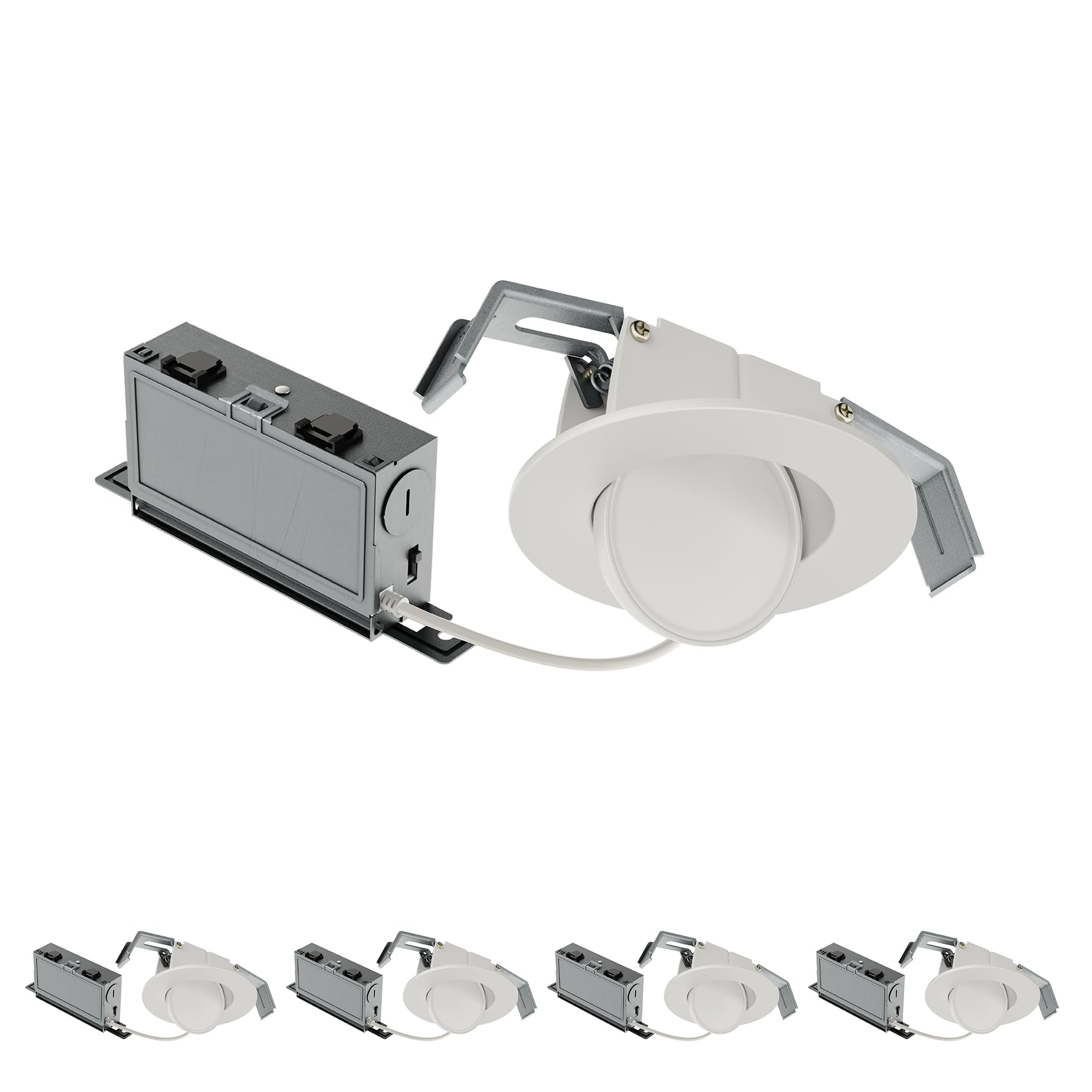 HALO HLA 3 in Super Adjustable Integrated LED Recessed Gimbal Downlight with Flip-N-Klip Install, 4-Pack, 550 Lumens, Color Selectable 2700K/3000K/