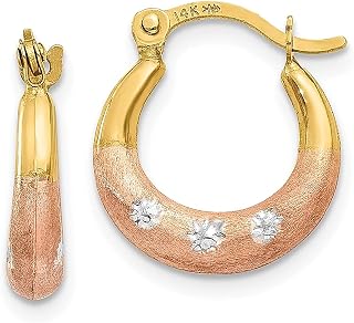 Brincos de argola de ouro amarelo 14 k com rosa branca e flor rosa branca conjunto de argolas de orelha para jardinagem joias finas para mulheres presentes para ela, Cristal Ouro amarelo