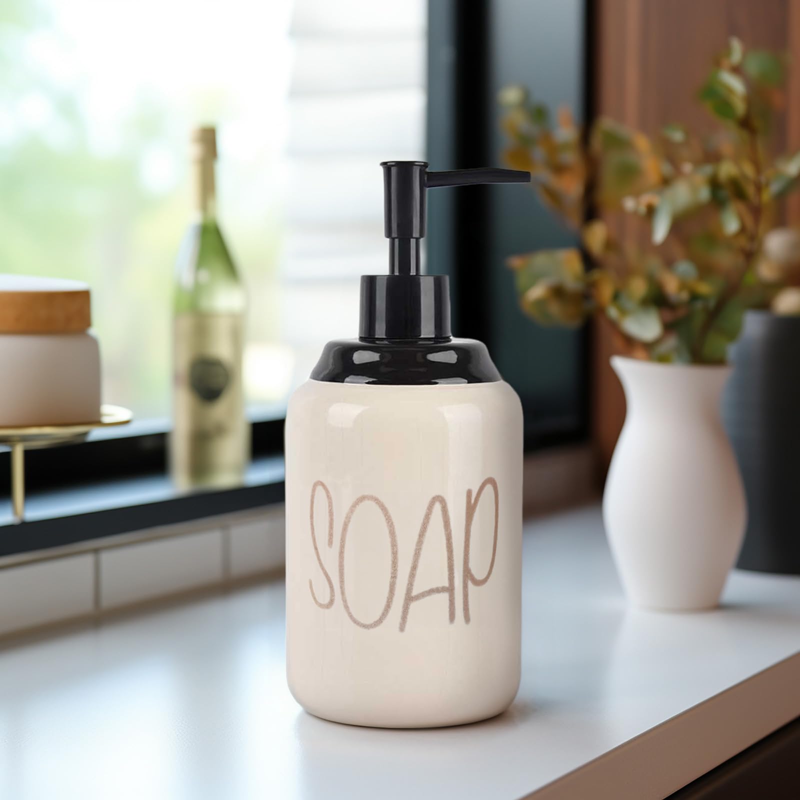 Decor & More Modern Ceramic Soap Dispenser | 500ml Liquid Handwash Dispenser White with Removable Pump | Handwash Bottle for Kitchen & Bathroom | Bathroom Soap Dispensers (B0CCL6GRPL) Amazon Price History, Amazon Price Tracker