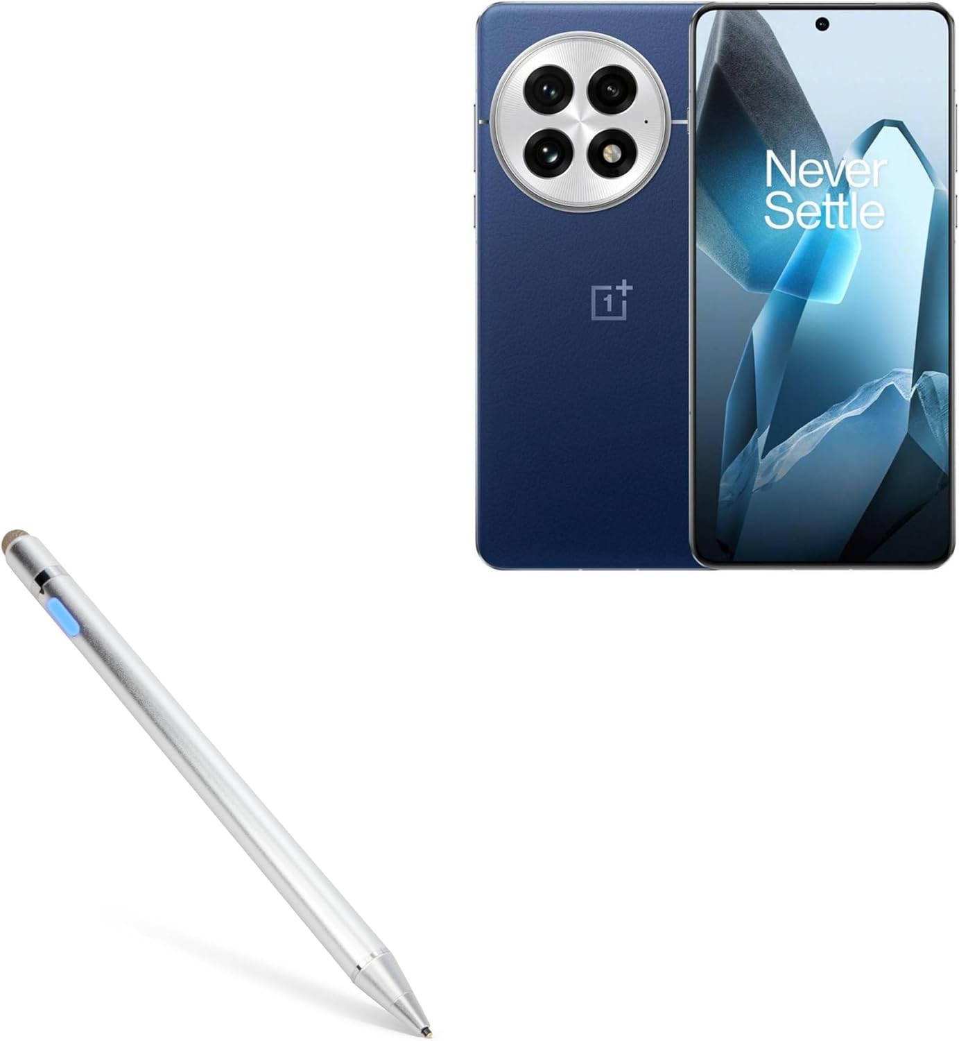 BoxWave Stylus Pen Compatible with OnePlus 13 - AccuPoint Active Stylus, Electronic Stylus with Ultra Fine Tip - Metallic Silver