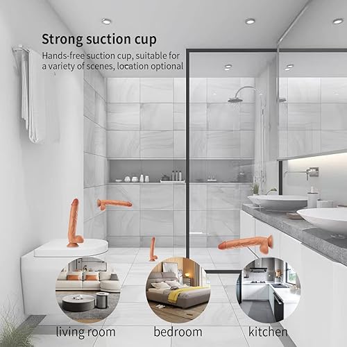 Miniatura 4 de Consolador realista suave grande para mujeres con fuerte ventosa para manos libres, juguete sexual realista flexible con eje curvado para punto G