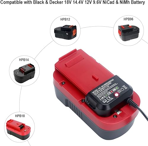 Miniatura 3 de Elefly Reemplazo de 9.6V-18V para cargador de batería Black & Decker 90556254-01, compatible con Black and Decker 18V 14.4V 12V 9.6V NiCad & NiMh