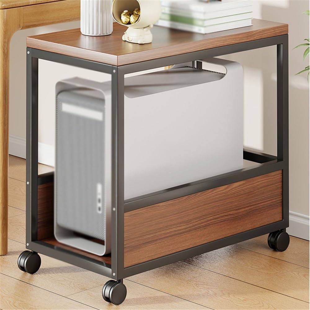Práctico Soporte de Torre CPU 2 Niveles con Ruedas, Soporte rodante for, Estante Almacenamiento Multicapa for el hogar y la Oficina(Medio)