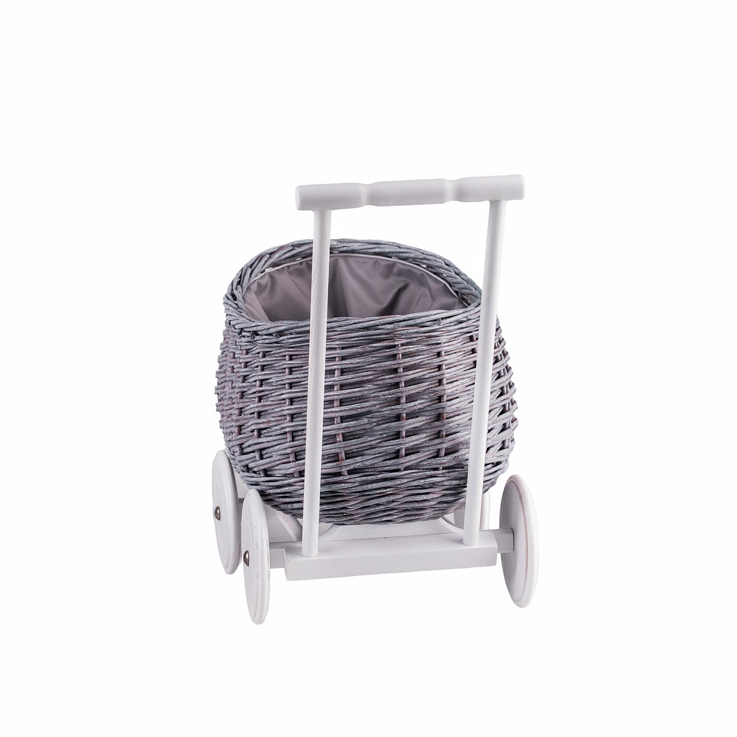 e-wicker24 Wózek dla lalek, taczka do zabawy, idealny pomysł na prezent dla chłopców i dziewczynek, zabawka z plecionego koszyka, wózek do nauki chodzenia