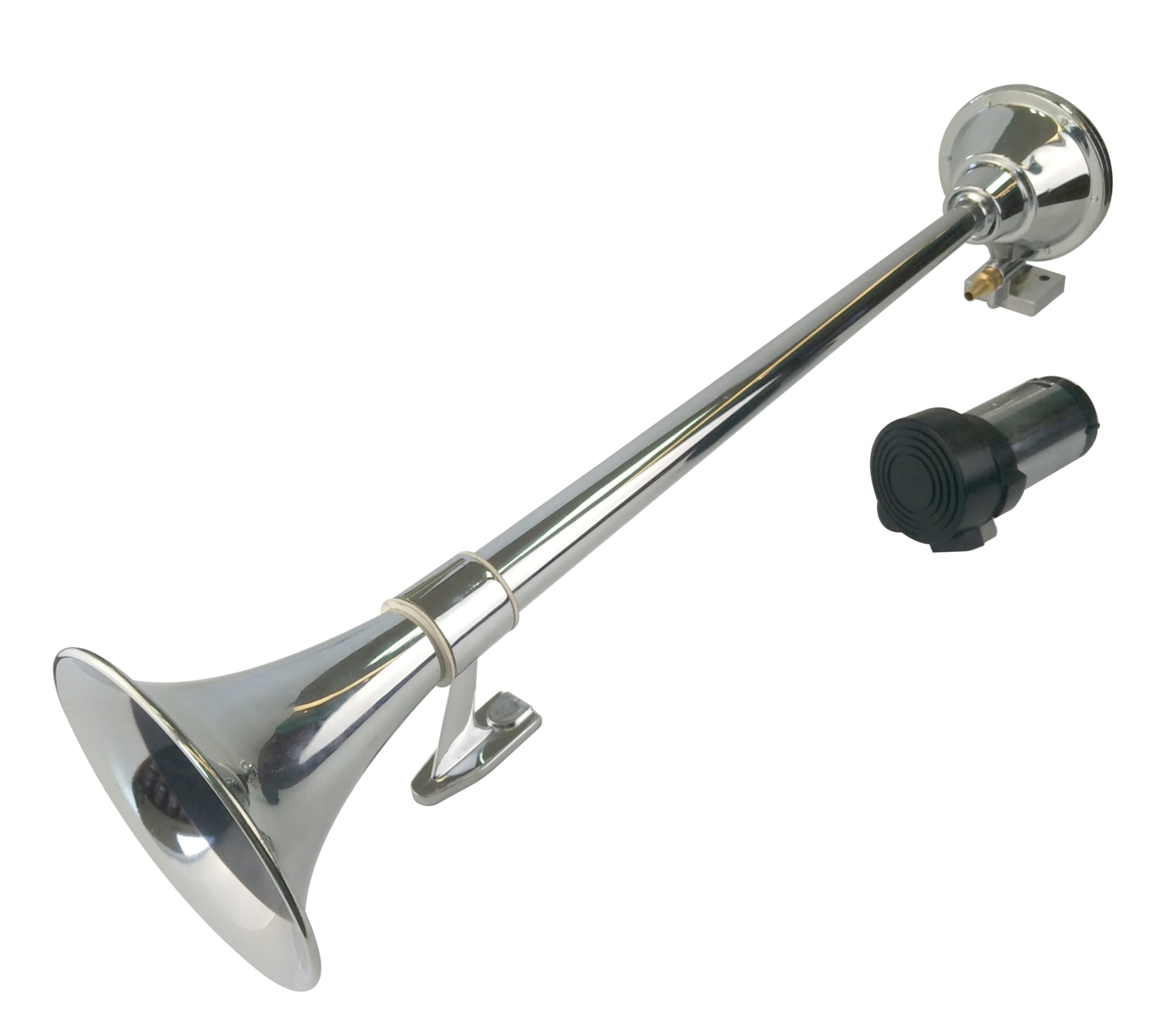 Eagle Truck Horn 74 cm Bootsfanfare mit 12 Volt Kompressor Metall Chrom Schiffshorn Nebelhorn