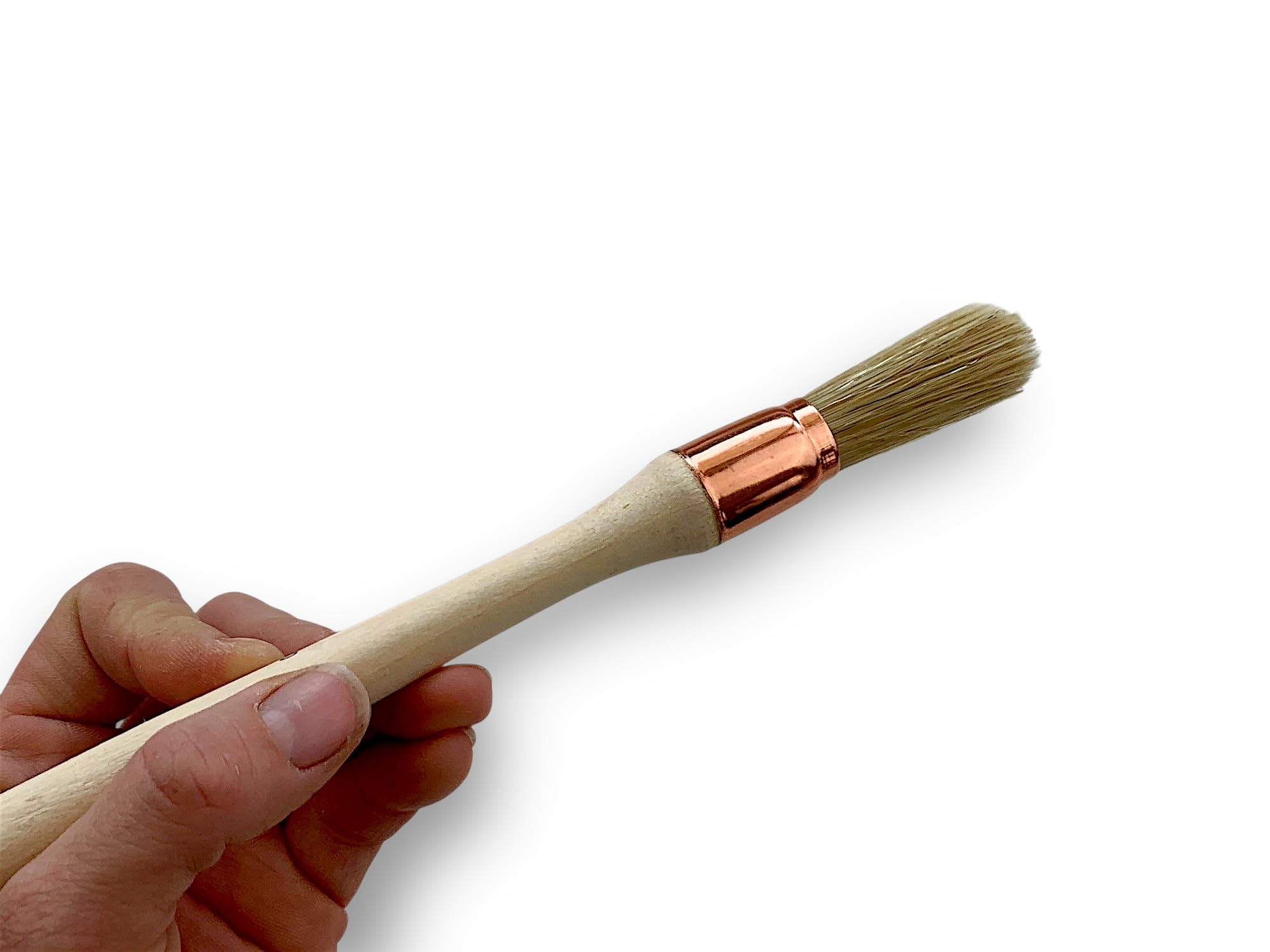 Juego de 24 pinceles de pulgadas | Cepillo redondo Ø15 mm de seda blanca | Mango de madera en bruto | Virola de cobre | Ideal para pintura de persianas, molduras, zócalos y angulares | Kibros 370D15