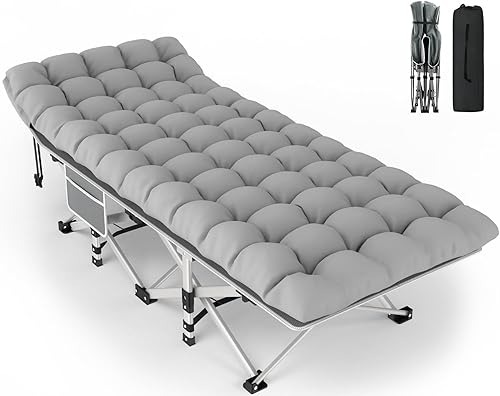 ZENPETIO Catre de camping plegable de 28 pulgadas para adulto, catre portátil con colchón, cuna resistente al aire libre para campamento con bolsa