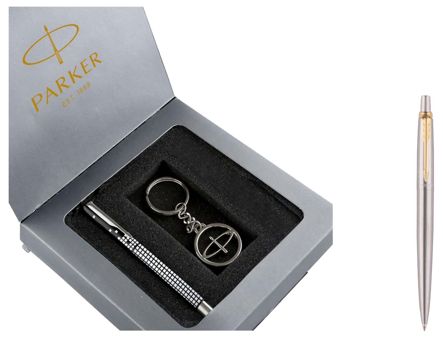 Parker Vector Roller Ball Pen with Free Key Chain Jotter Stainless Steel GT Ball Pen
