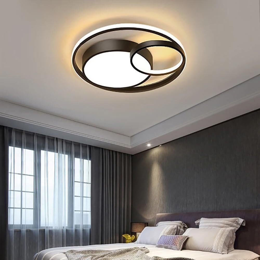 LYMSXAZOU Semi Flush Mount Ceiling Light LED 16.5 Inch Surface Modern Round for Kitchen Bedroom Hallway Closet Lamp(Dark 23.6in)