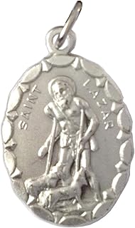I G J SAINT LAZARUS (SAINT LAZAR) THE LEPER BEGGAR OVAL SHAPE MEDAL - 100% MADE IN ITALY - THE PATRON SAINTS MEDAL