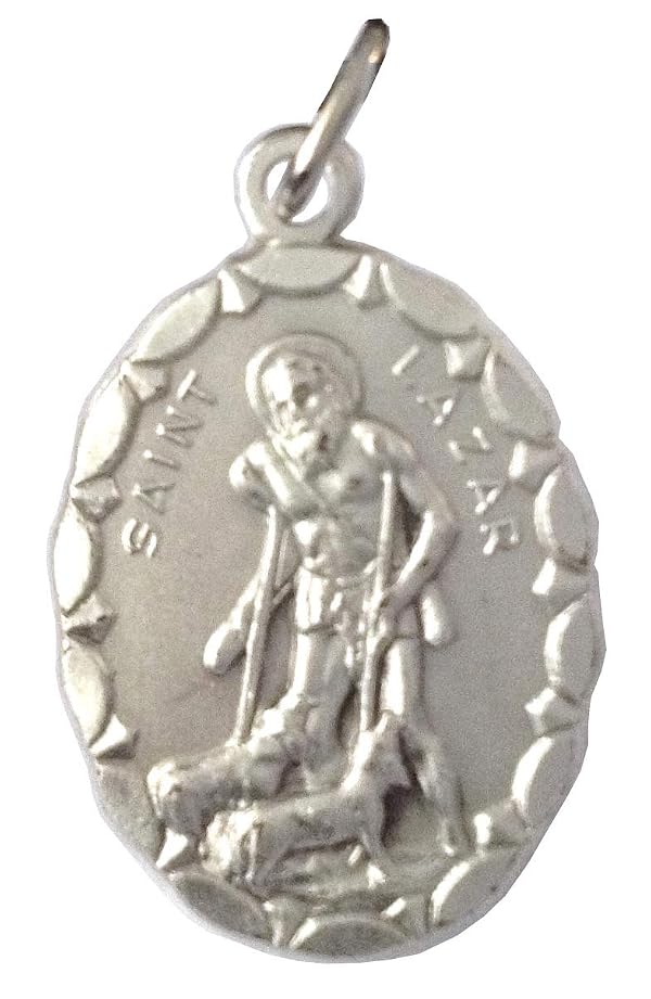 I G J SAINT LAZARUS (SAINT LAZAR) THE LEPER BEGGAR OVAL SHAPE MEDAL - 100% MADE IN ITALY - THE PATRON SAINTS MEDAL by I G J - Used condition - US$9.51