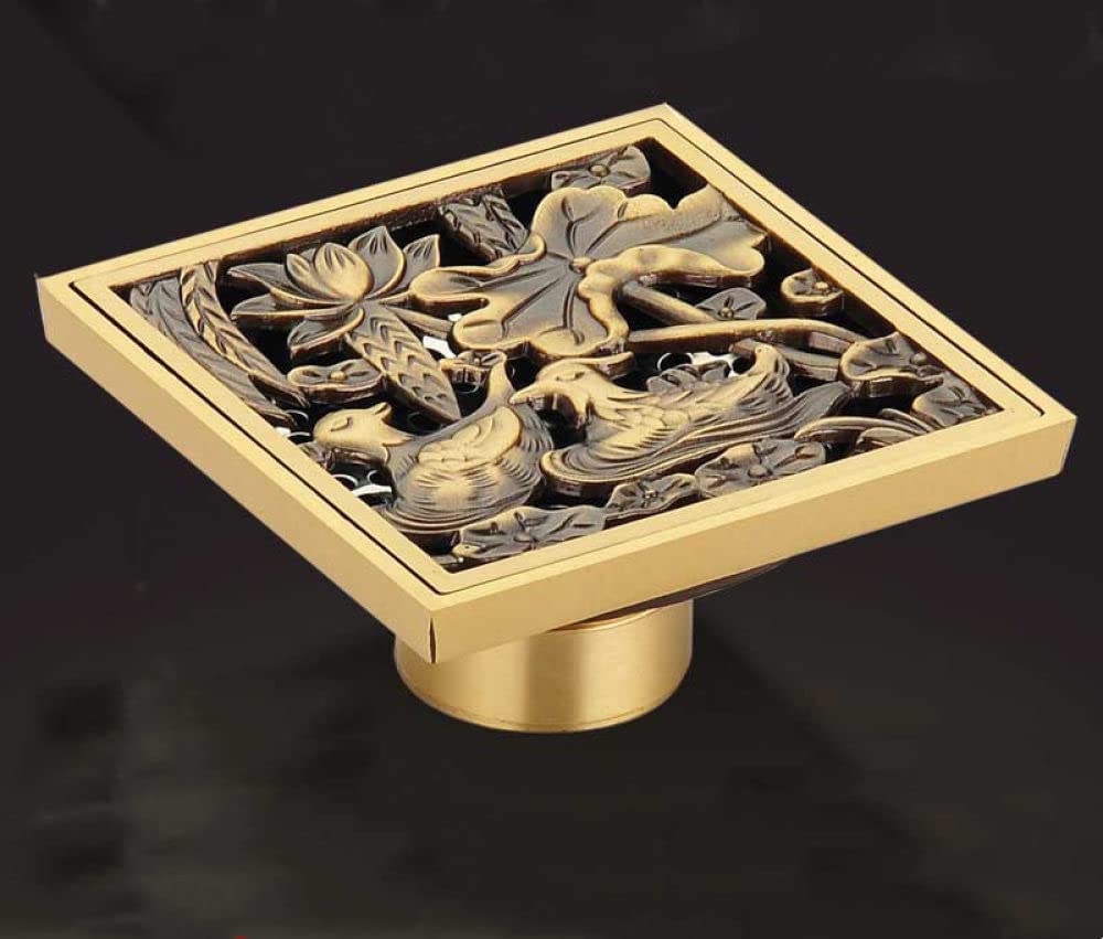 Cubiertas de drenaje, Tapón de fregadero, Colador, Drenaje de piso Desagüe de piso de ducha de latón Desagüe de piso cuadrado de baño Cubierta de filtro de desagüe Rejilla de basura, 15 cm (Color : 15