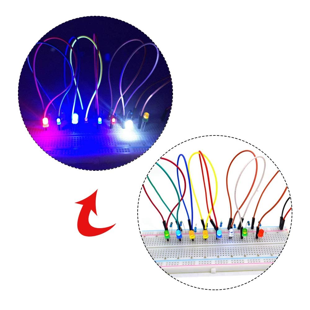 Pink Light Bulbs CACUINA 500Pcs 3MM/5MM LED Kit 5 Colors Diode Lights Assored Kit Bright Lighting Electronics Mini Led Lights