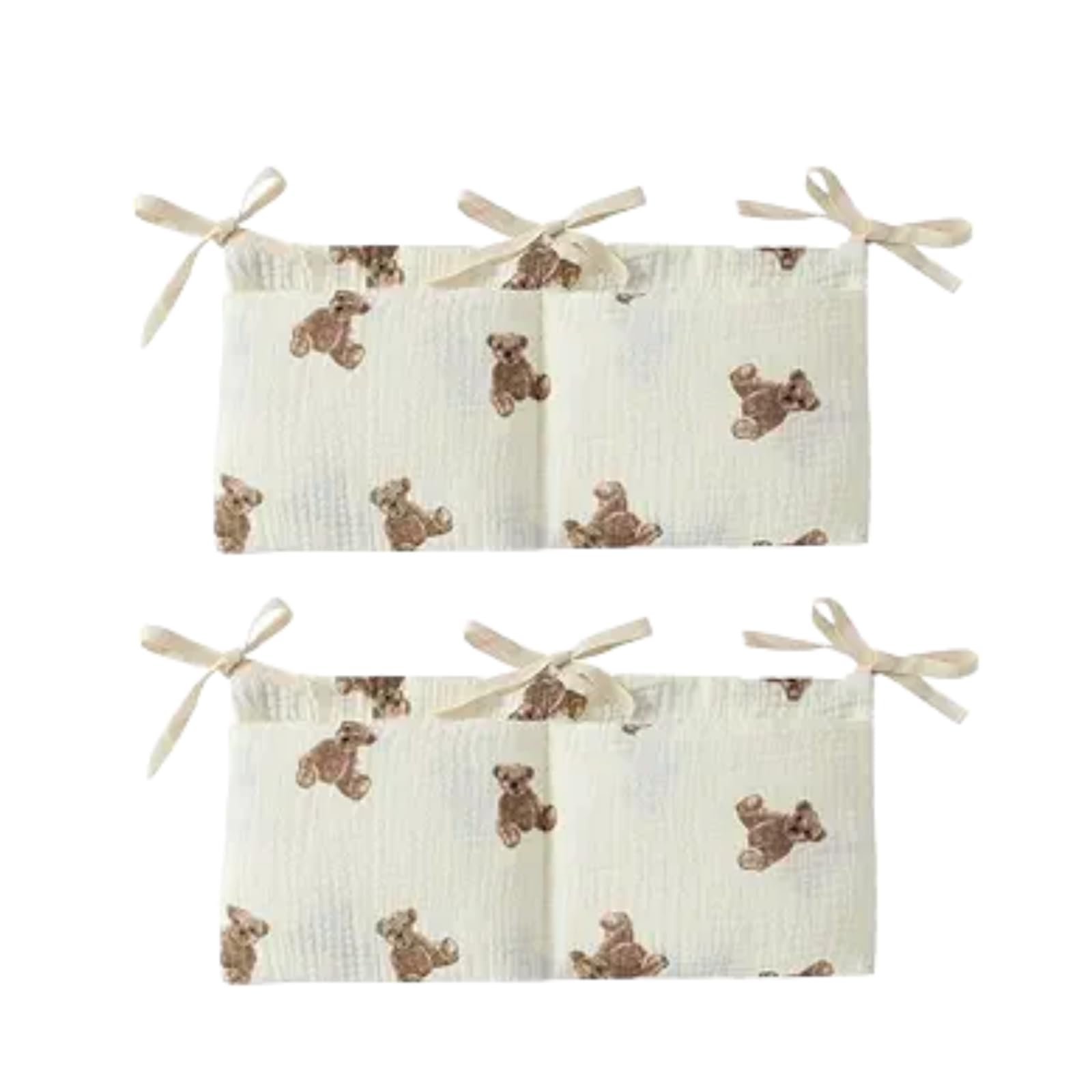 2Pcs White Bedside Hanging Bags Milk Bottle Bib-Storage Crib Organizer Baby Nappy-Dormitory Bed-Bunk Organizing Bag Nappy- Organizer