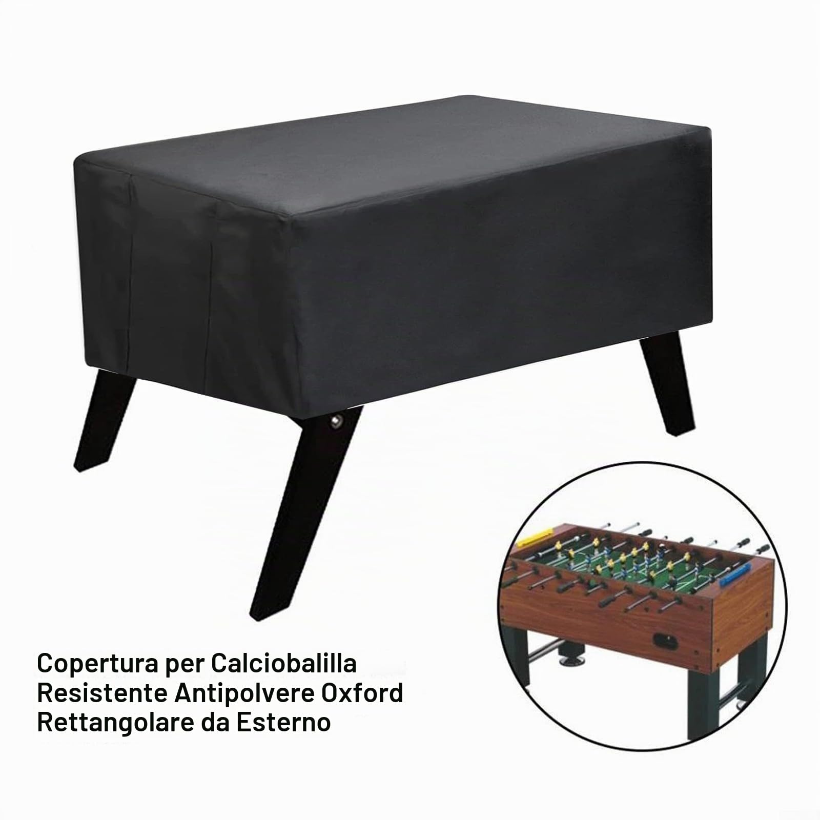 Besttoolifes Telo protettivo impermeabile per tavolo da calcio per esterni e interni, 170 x 117,5 x 69,5 cm, in poliestere nero