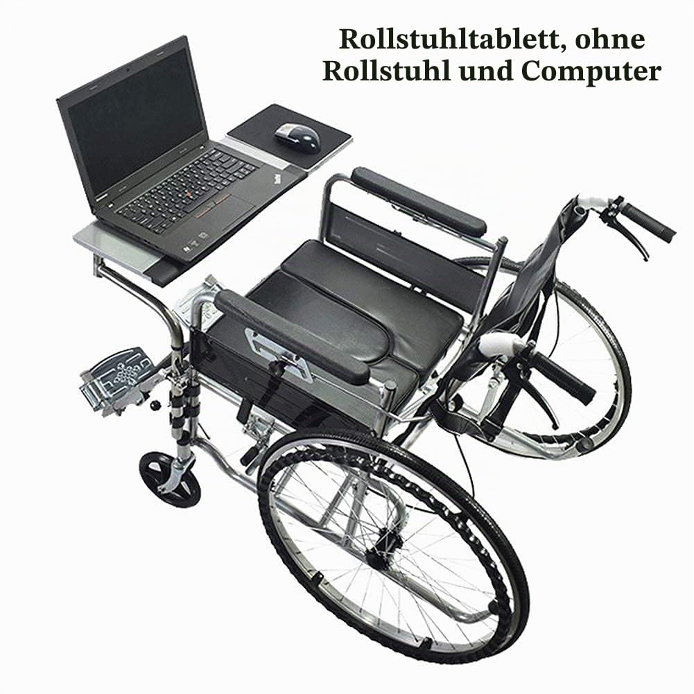 Rollstuhl-Tablett Ergonomischer Rollstuhl-Computer-Schreibtisch, justierbarer Abstand und Höhe, Universal-Tabletts Abnehmbarer Rollstuhl Lap Tablett Tisch zum Essen Lesen