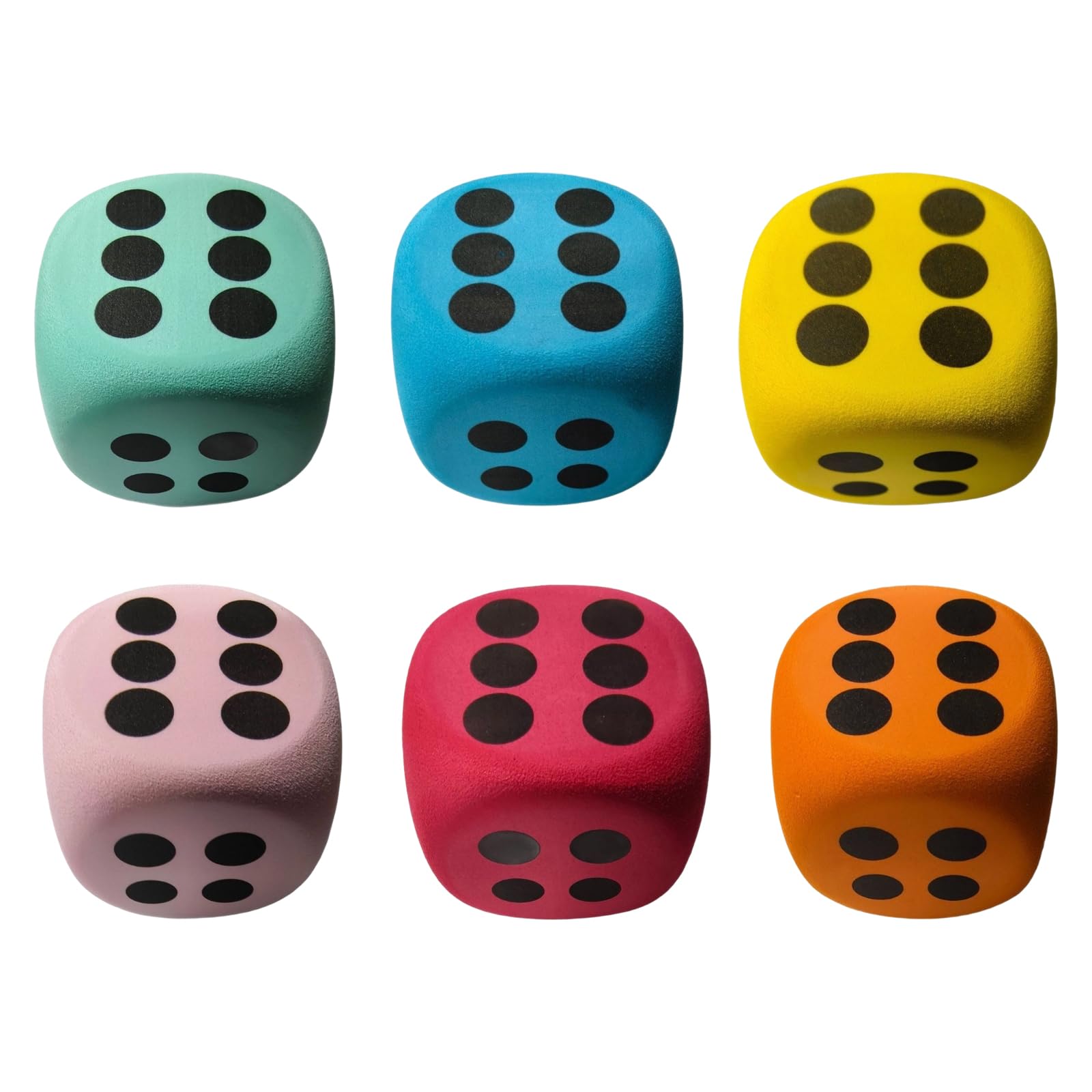 Ljmyy 6Pcs Large Colorful Foam Dices Set Interactive Learning 6 Sided Soft Foam Dices Educational Toy for Stress Reliefs